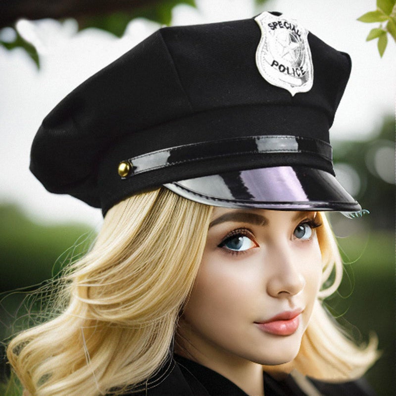 Soochat Police Hat Cop Hat Policeman Cap Police Cosplay Halloween Party Accessories - Image 4